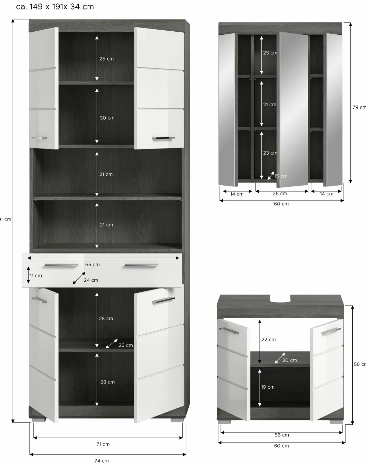 Badkombination 3-teilig SEWULA
