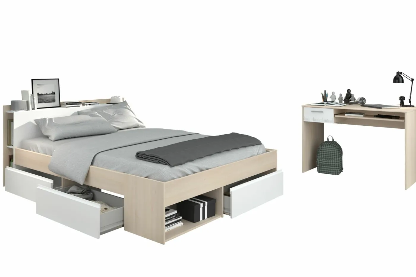 Bett mit Schreibtisch MOST 61