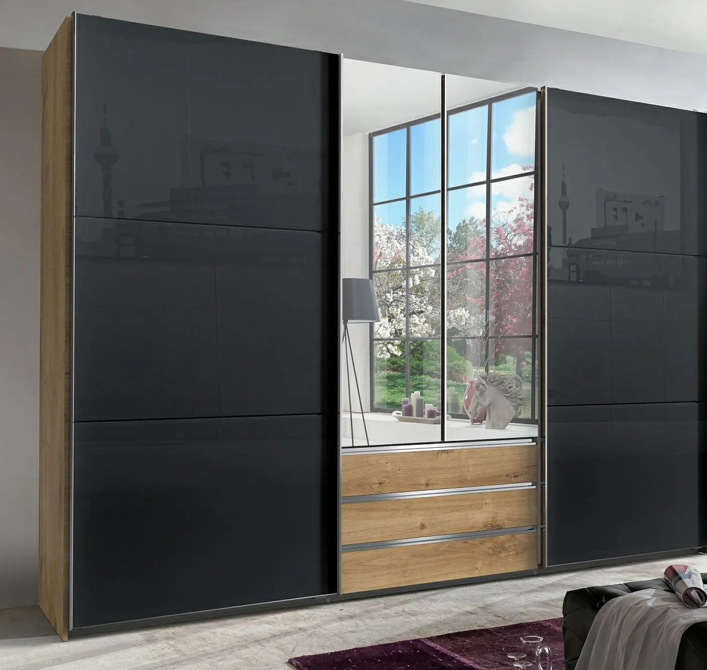 Dreh-/Schwebetürenschrank MAGIC GLAS