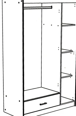 140-iger Stauraumbett mit Kleiderschrank, Schreibtisch und Kommode MOST 75