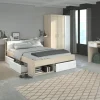 160-iger Stauraumbett mit Kleiderschrank, Schreibtisch und Kommode MOST 76