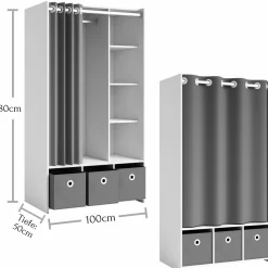 Kleiderschrank mit Stoffvorhang JENKE