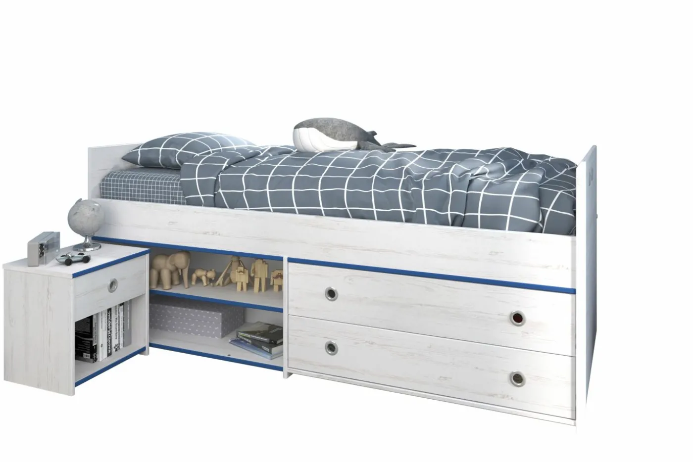Stauraumbett mit Nachtkommode SMOOZY 24a