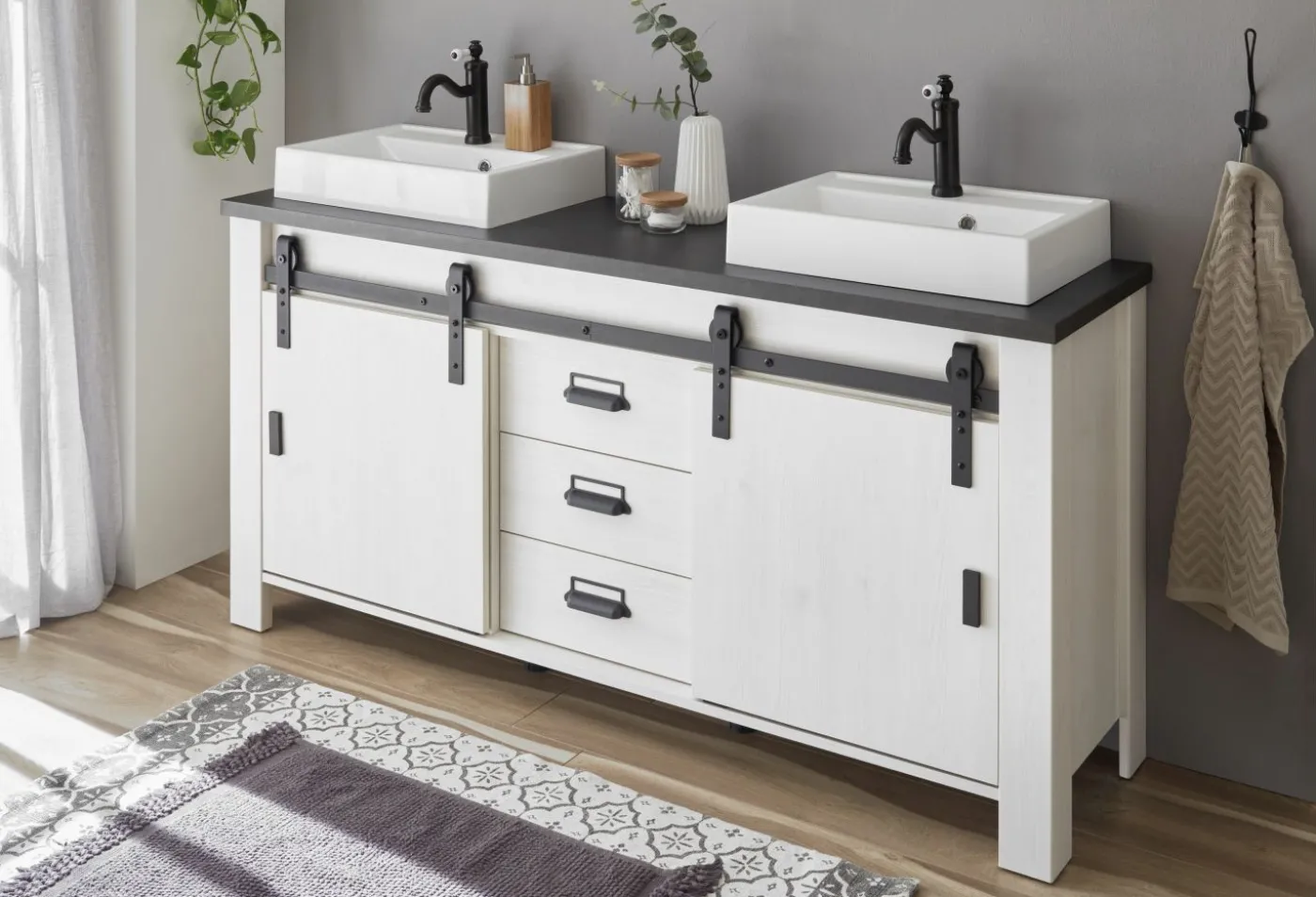 Unterschrank mit Doppelwaschbecken SHERWOOD