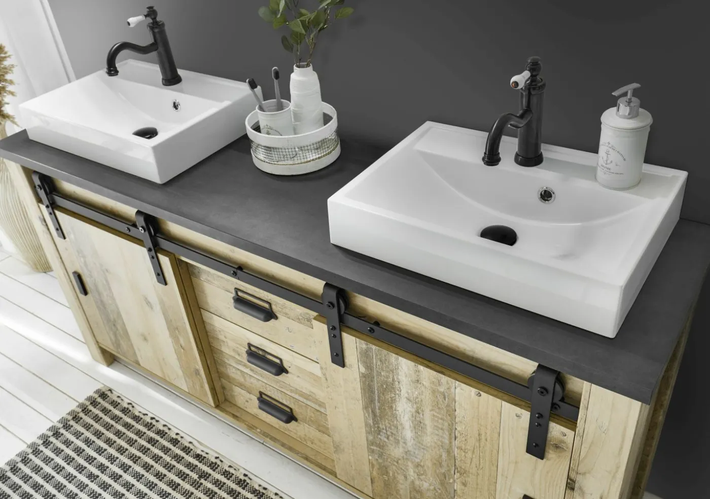 Unterschrank mit Doppelwaschbecken SHERWOOD