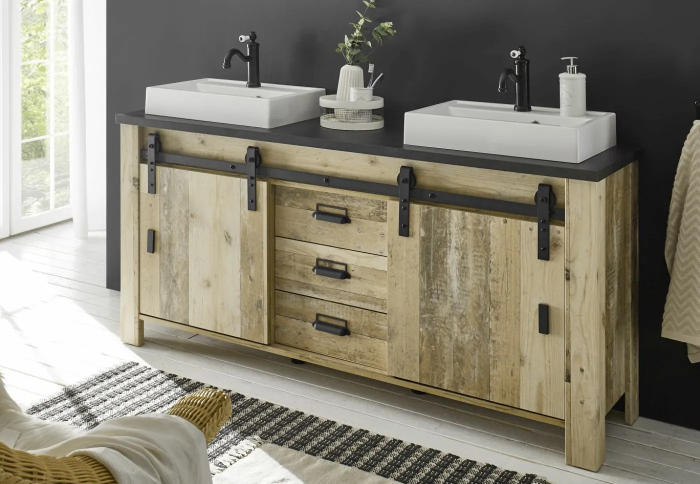 Unterschrank mit Doppelwaschbecken SHERWOOD