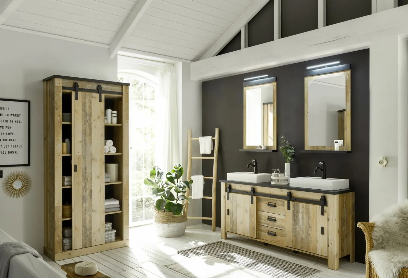 Unterschrank mit Doppelwaschbecken SHERWOOD