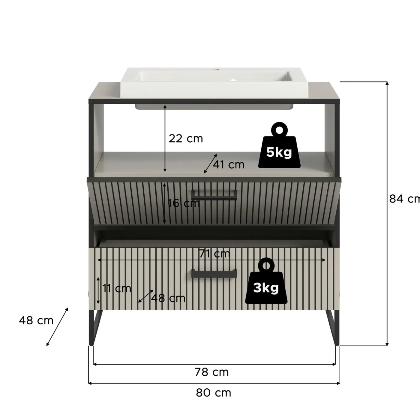 Waschbeckenunterschrank mit Waschbecken BAGNO
