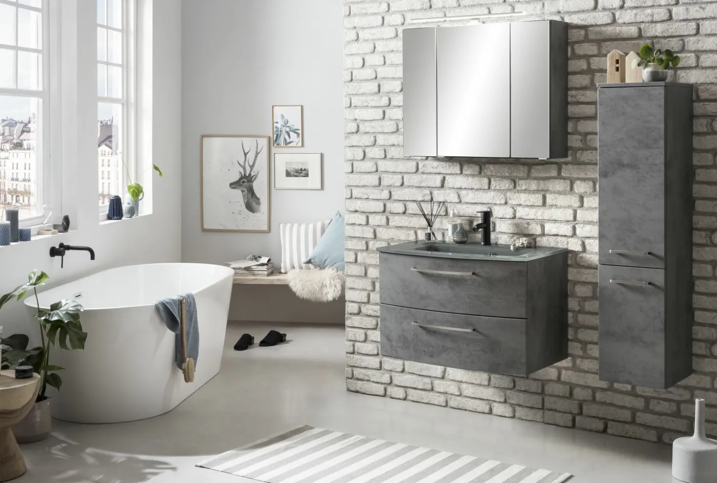 Waschbeckenunterschrank mit Waschbecken STOCKHOLM