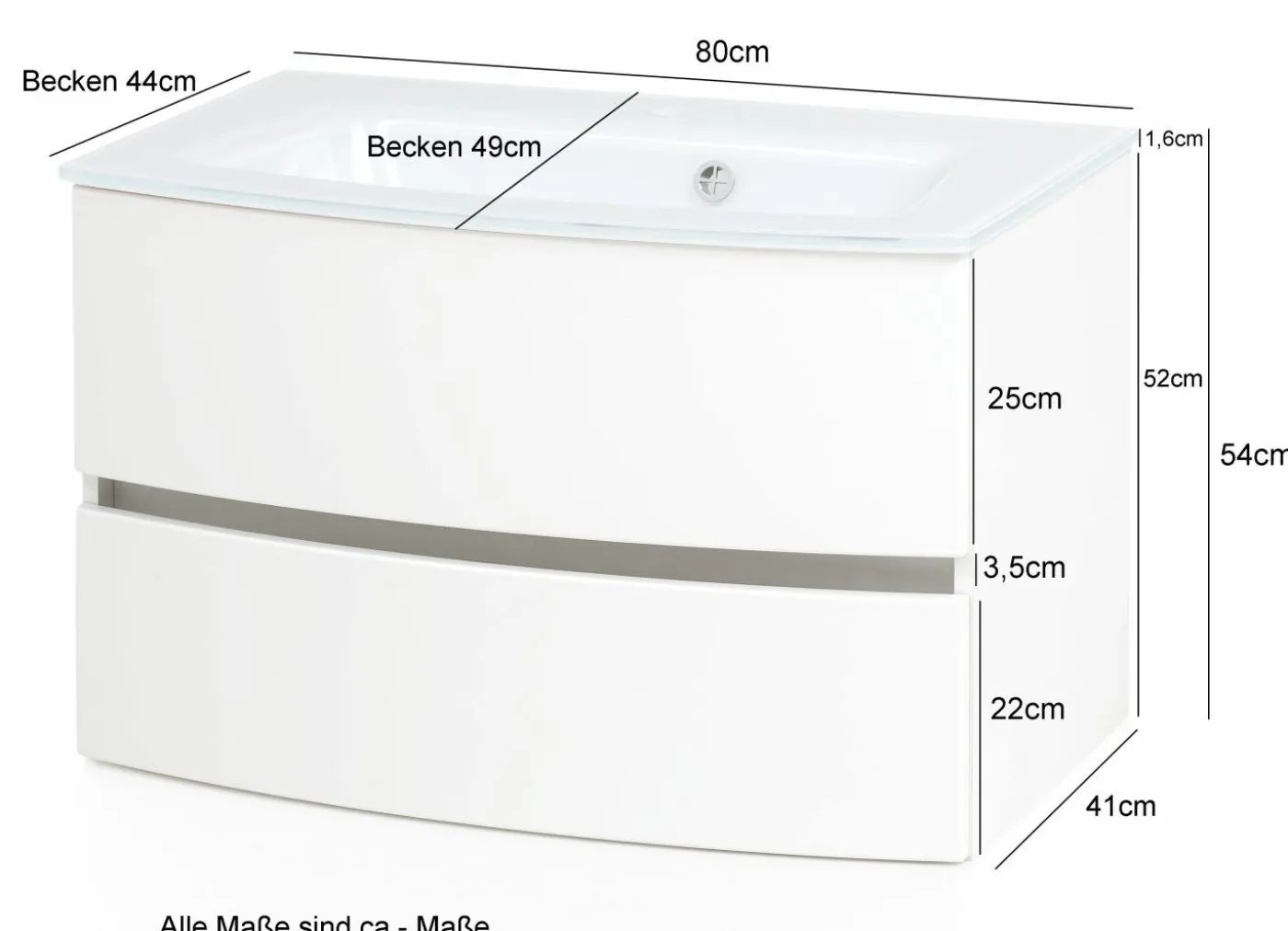 Waschbeckenunterschrank mit Waschbecken KOPENHAGEN